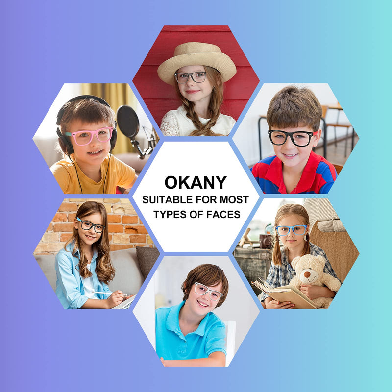 Okany Blue Light Glasses for Kids 3 Pack Blue Light Blocking Glasses for Teen Boys Girls Age 3-10 Grey Black+transparent+blue - BeesActive Australia