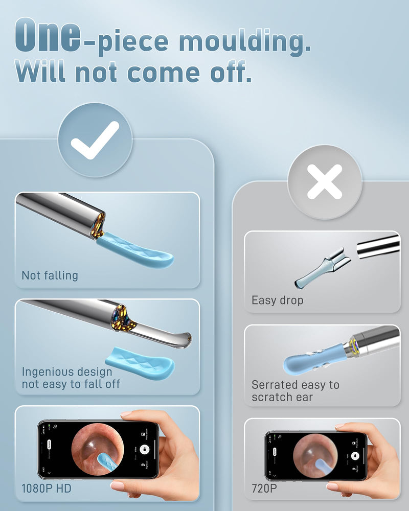 Ear Wax Removal, Ear Cleaner with Camera and Light, FSA - HSA Eligible, Ear Wax Removal Tool Camera with 1080P, Ear Cleaning Kit with 6 Spoons Deep Blue - BeesActive Australia