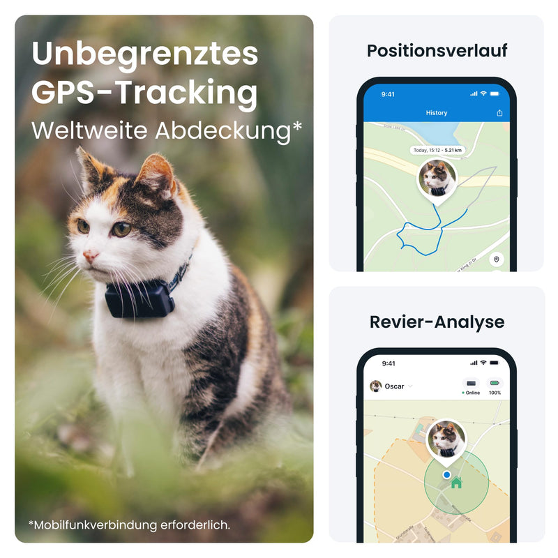 Tractive CAT Mini GPS Tracker for Cats - Market Leader, Live Tracking, Location History, Health Alerts, Activity Tracking, Collar Included, Subscription Required Dark Blue - BeesActive Australia