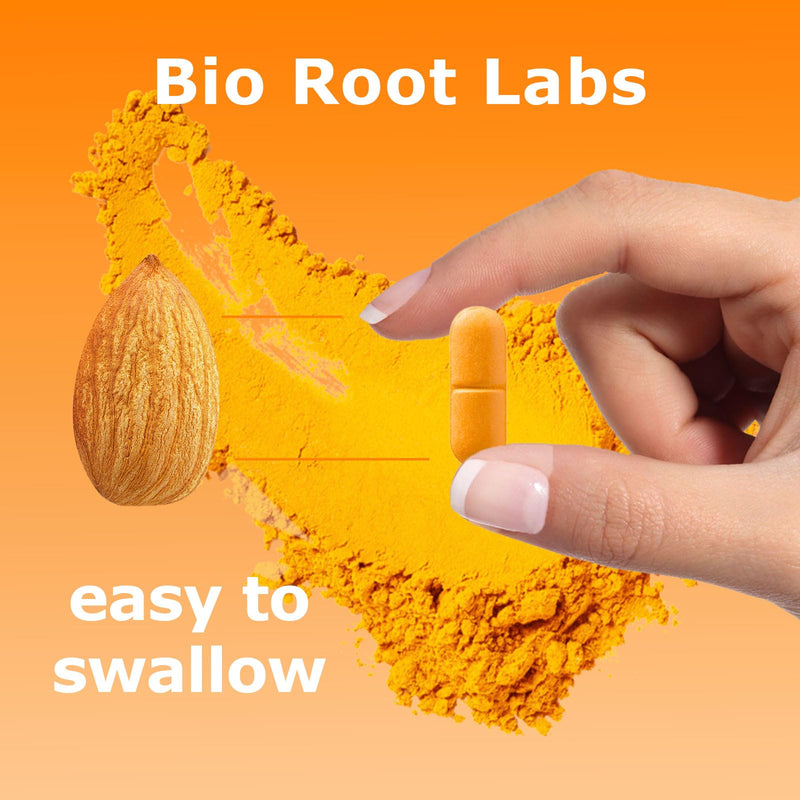1pcsBio Root Labs Turmerc Curcumin Supplement, BioRoot Labs Tumeric Curcumin 1,00omg - 95% Curcuminoids wth Black Pepper & Ginger,Fat Soluble Vitamin C,Enhanced Absorption,120 Capsules (1PCS) 1pcs