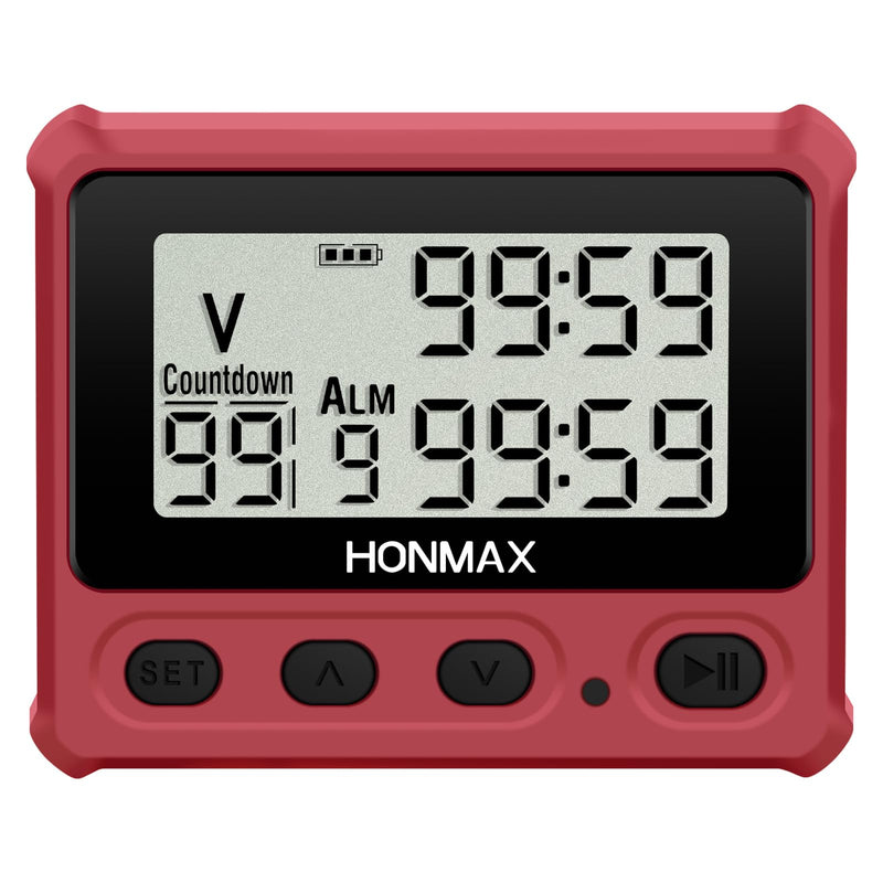 Digital Interval Timer, Stopwatch with Backlight, USB-C Rechargeable Clock, Red - BeesActive Australia