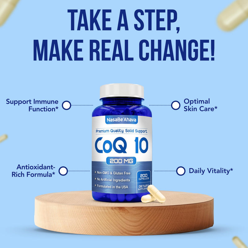CoQ10 200mg Capsules | Vegan Friendly Coenzyme Q10 200mg from Easy Absorption Ubiquinone Supplement for Skin Heart and Energy Support | Made in the USA in cGMP Facilities (400 Servings) 200 Count (Pack of 2)