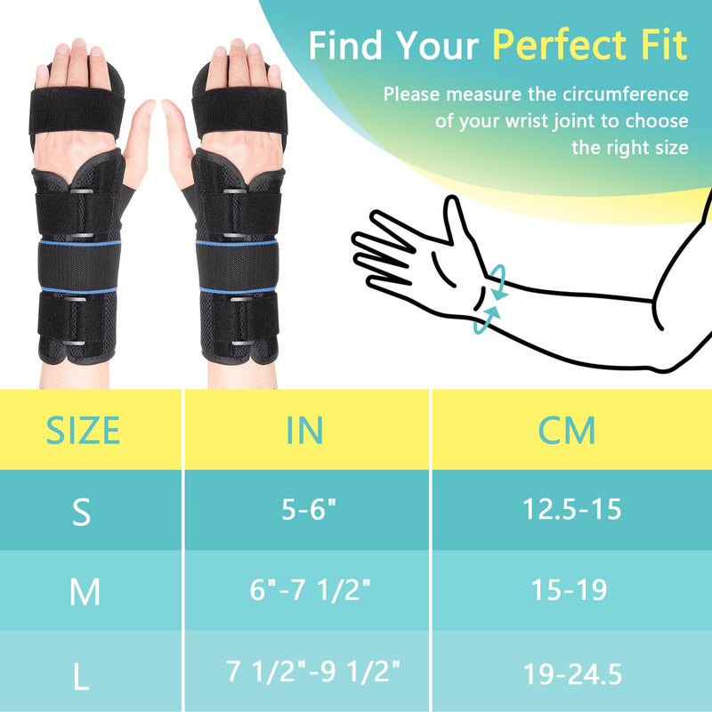 Resting Hand Splint, Stroke Hand Wrist Brace for Carpal Tunnel Night Support, Pain Relief for Stroke Recovery, Flexion Contractures, Arthritis, Tendonitis, Right Hand, Black, L