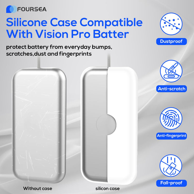 Soft Silicone Case Cover for Vision Pro Battery Pack Case - Convenient Battery Holder - Vision Pro Accessories Case for VR Headset - Silicone Protector for Vision Pro Battery (White) White - BeesActive Australia