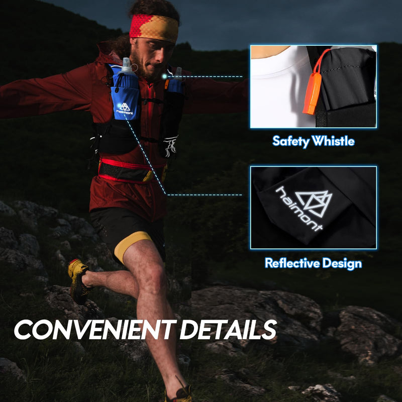 Haimont Hydration Running Vest with Water Bottles for Women Men, Adjustable Lightweight 8L Water Backpack with Soft Flasks for Trail Running Marathon Black Small - BeesActive Australia