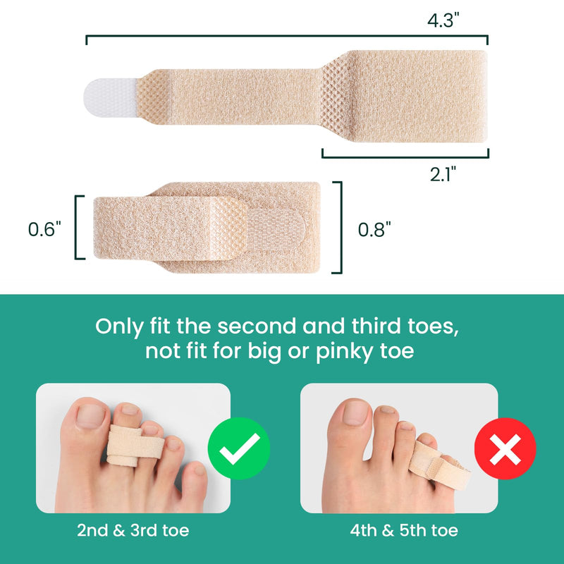 Welnove Hammer Toe Straightener - 8 Pack Broken Toe Wraps - Hammer Toe Corrector for Women - Toe Splints for Crooked Toes, Curled Toes, Bent Toes - (Large, Beige) Large - BeesActive Australia