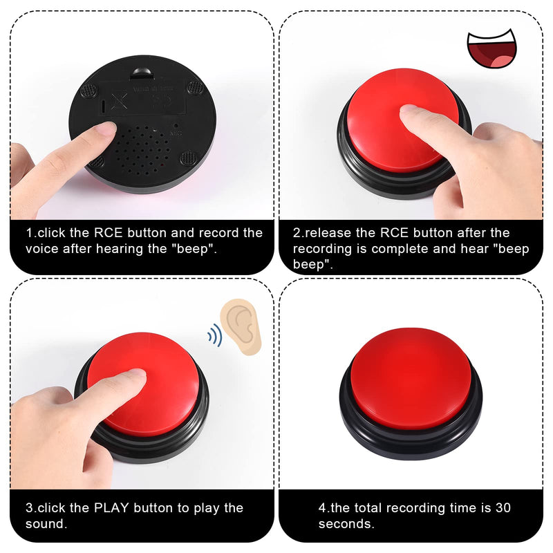 Pet Communication Button for Dogs, 30 Seconds Voice Recording Button Dog Pet Training Buzzer Pet Interactivity Device Dog Bells for Potty Training, Not Include Batteries (Red) - BeesActive Australia