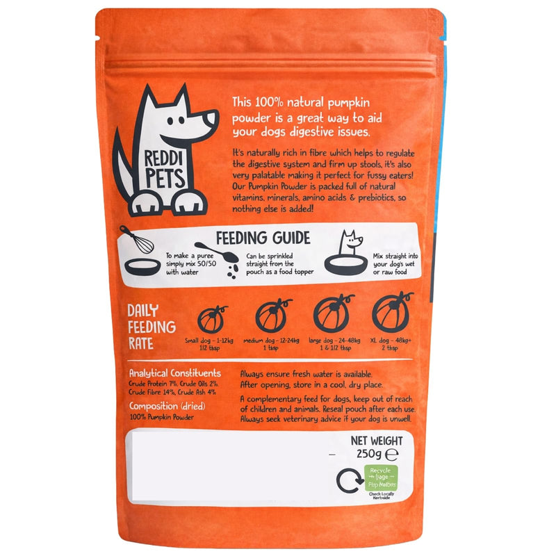 Pumpkin Powder for Dogs - 250g Pumpkin Puree for Dogs Food Topper for Gut Health, Dog Stool Firmer, Sensitive Stomach Support, Dog Constipation Relief, High-Fibre Digestive Supplement