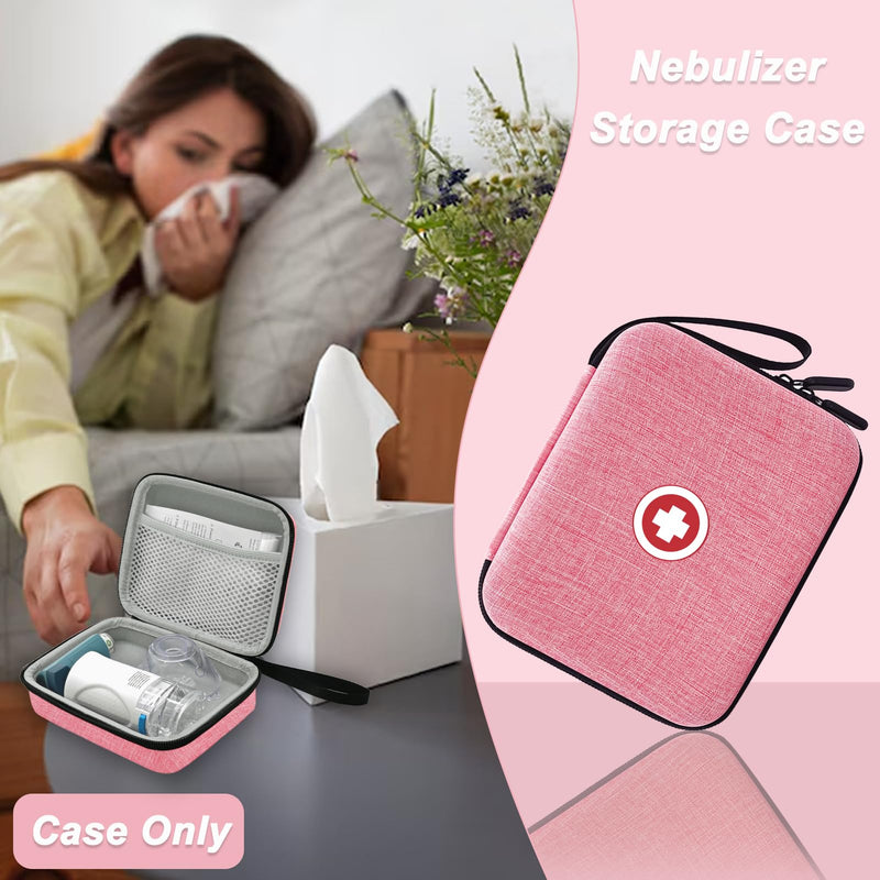 Carrying Case for Portable Nebulizer, Travel Medical Bag, Hard Emergency Medical Bag for Inhaler Spacer Case for Adults(Bag Only) (Pink) - BeesActive Australia
