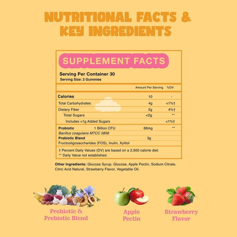 Tummy Stars Kids Multivitamin Gummies with Prebiotic & Probiotic + Fiber | Kids Vitamins for Gut Health, Digestion, Regularity & Immune Support | Vegan Children’s Gummies, 60 Count