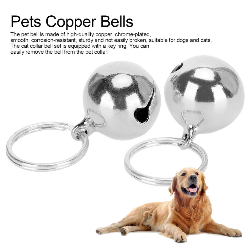 GLOGLOW Pet Copper Bells, 2 Pcs Rust Resistant Anti‑Lost Copper Bells Crisp Sound Round Collar Decoration Fashionable Necklace Decor for Dog Cat Silver - BeesActive Australia