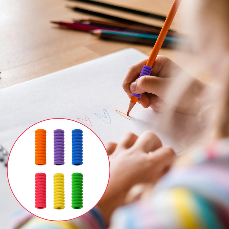 30 PCS Foam Pencil Grippers, 6 Colors Pencil Gripper for Handwriting Relieving Fingers Fatigue Writing Aid Pencil Holder Comfort Cushion Grip Pencil Grippers for Most People