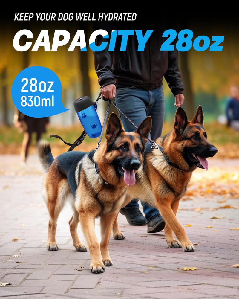 Dog Water Bottle Portable, 28oz Dog Travel Water Bottles, Patented, Leak-proof Pet Water Dispenser for Outdoor Walking, Hiking, Food Grade Silicone, Klein Blue - BeesActive Australia