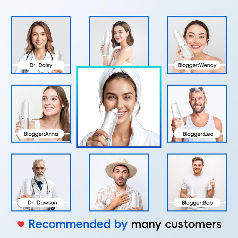 Neti Pot Sinus Rinse, Cordless Electric Nasal Irrigation System, Nose Cleaner,Nasal Rinse Bottle, Nasal Rinse Kit，3 Modes 2 Jet with 300ml, with 30 Wash Salt Packets for Adult & Kid
