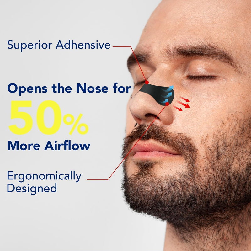 60 Pcs Nasal Strips for Snoring ‚Äì Extra Strength Nose Strips for Breathing with Strong Adhesion ‚Äì Sweat Resistant Design for All Day Use ‚Äì Improves Sleep and Workout Performance Black