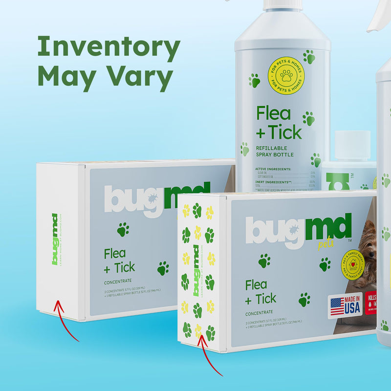 BugMD Flea and Tick Concentrate (3.7 oz, 2 Pack) - Essential Oil-Powered Formula, Controls Fleas, Ticks, Mites in Dogs and Other Furred Animals, Spray on Pet Beds, Kennels Starter Kit - BeesActive Australia