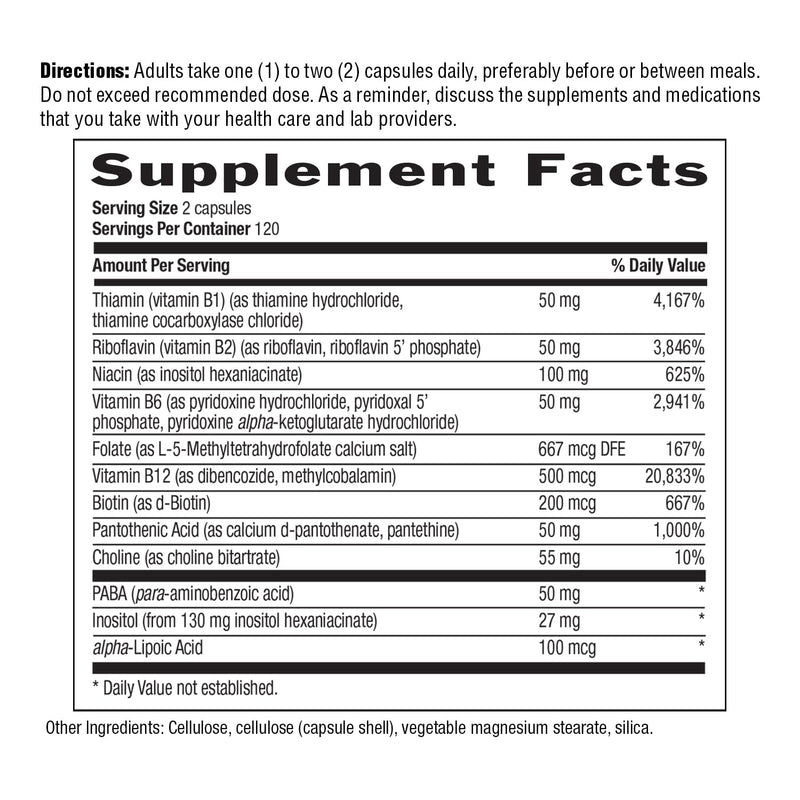 Country Life Coenzyme B-Complex with Methylfolate and B12, 240 Capsules | Includes coenzyme forms of B vitamins plus choline, inositol and alpha lipoic acid for energy and cognitive support Unflavored 240 Count (Pack of 1)