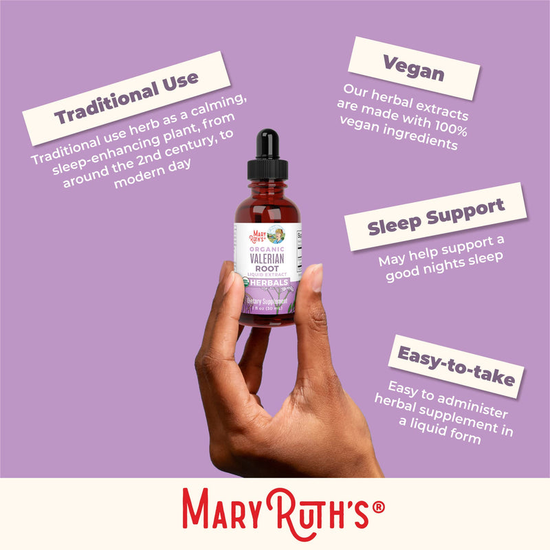 MaryRuth Organics Valerian Root Liquid Drops | 2 Month Supply | Sugar Free | USDA Organic Valerian Root Drops | Support Sleep | Calm and Stress Relief | Vegan | Non-GMO | Gluten Free | 60 Servings Unflavored 1 Fl Oz (Pack of 1) - BeesActive Australia