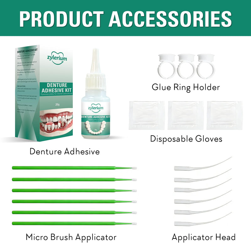 Denture Repair Kit, Dental Glue, Denture Glue for Broken Dentures,Dental Lab Instant Bonding(0.7OZ)