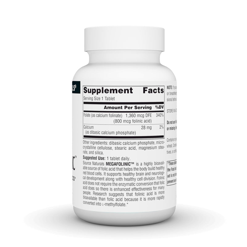Source Naturals, MegaFolinic - 800 mcg - 240 Tablets | Bioactive Form of Folic Acid 240 Count (Pack of 1)