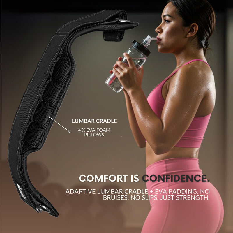 Women’s Dip Belt for Weighted Pull-Ups, Squats & Dips – Curve-Hugging Fit for 28"-44" Waists – 2 Straps + Carabiners – Comfortable Back Support, Up to 300 lbs.