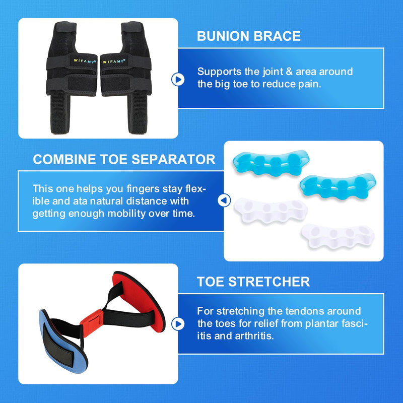 Wifamy Bunion Corrector For Women Big Toe: Soft Gel Toe Separators For Women - Adjustable Straps & Breathable Design - Day/Night Pain Relief For High Heels & Flats