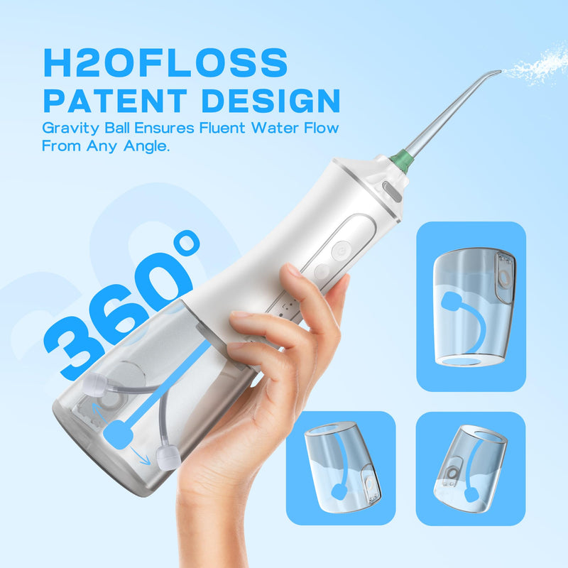 Water Dental Flosser Cordless, Portable Oral Irrigator with 5 Modes, 300ML Tank, Rechargeable, IPX7 Waterproof, Travel & Home Teeth Cleaner for Braces and Gums