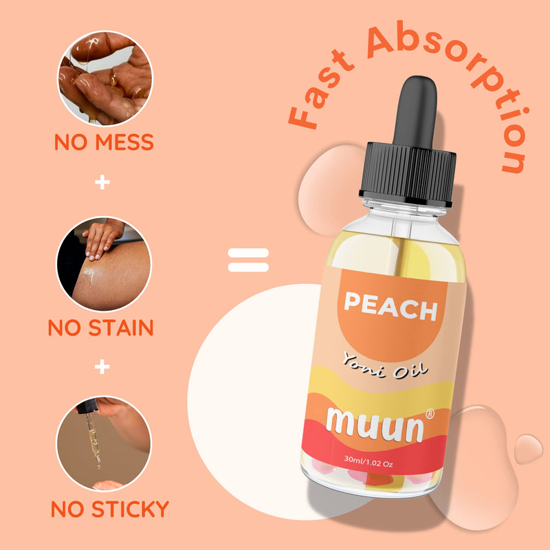Muun Yoni Oil - Vaginal dryness Odor Eliminator and Soothes - Moisturizer Wetness Hygiene Intimate Deodorant for Women Herbal Blend Feminine Oil (Peach) Peach - BeesActive Australia