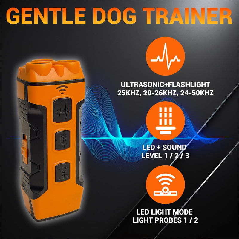 Dog Bark Deterrent Device, Upgrate Anti Barking Device for Dogs 32ft Max Range, 5 in 1 Ultrasonic Dog Bark Deterrent Stopper Repeller Silencer, Barks No More Dog Training Device for Indoor & Outdoor.