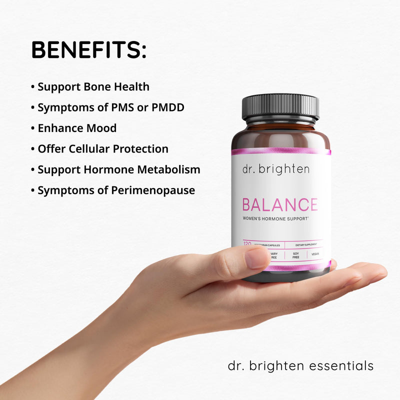 Dr. Brighten Balance - Hormone Balance for Women with Chasteberry and DIM - Targets Hormonal Acne, Period Issues, & PMS - Vegan, Non-GMO 120 Count (Pack of 1)