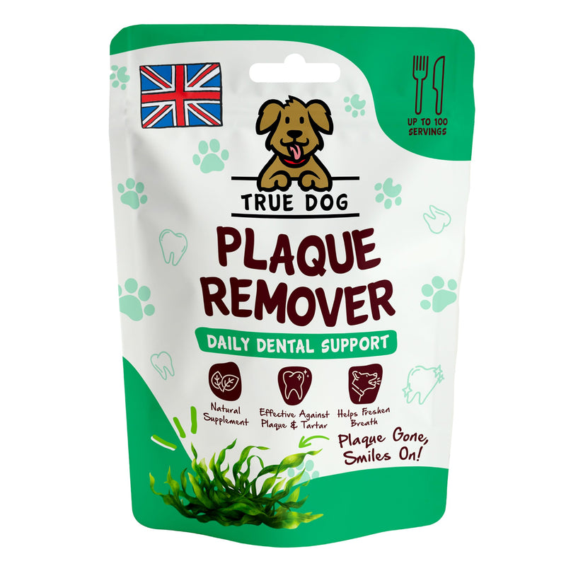 True Dog Plaque Remover (200g) Dog Breath Freshener with Spearmint and Seaweed for Dogs Teeth Helps Prevent Tartar Buildup, Digestive and Immune System Booster - Natural Pet Supplement