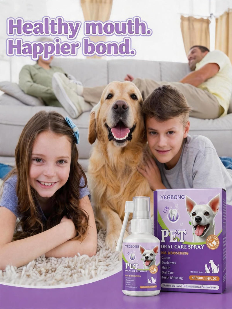 Natural Plant Extract Dog Breath Freshener Spray - No Brushing Oral Care Mist for Dogs & Cats, Gentle Alcohol-Free Formula for Plaque & Tartar Control