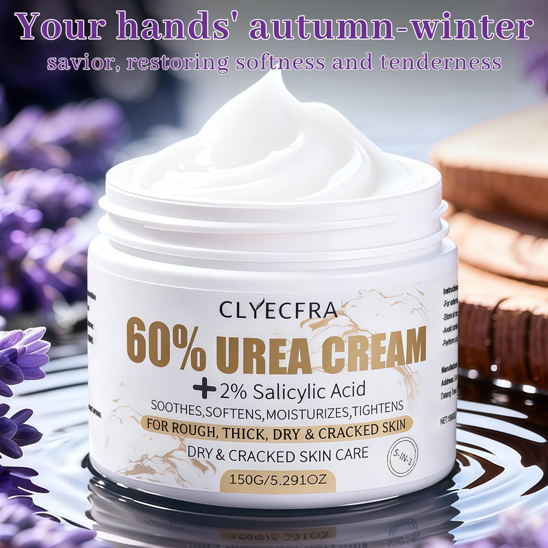 5-in-1 60% Urea Cream with 2% Salicylic Acid, Urea Cream 60 Percent for Feet & Hands- Maximum Strength Moisturizer for Rough, Dry, Thick & Cracked Skin, Callus Remover, Deep Hydration, 150g - BeesActive Australia