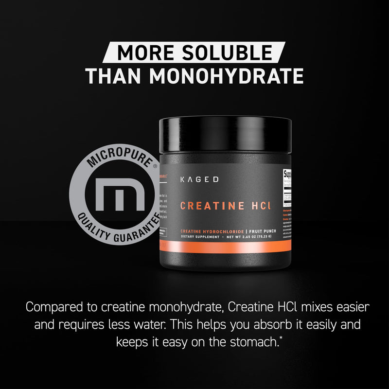 Kaged Creatine HCl Powder, Unflavored, Muscle Building and Recovery Supplement, Patented Formula, Highly Soluble Powder, 75 Servings (HCl) Unflavored Powder - BeesActive Australia