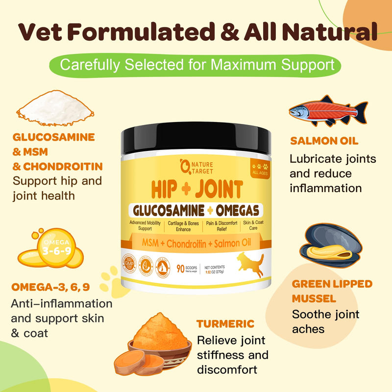NATURE TARGET Glucosamine for Dogs Powder, Dog Vitamins Powder