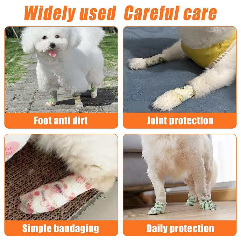 6 Roll 2 Inch x 5 Yards Pet Vet Wrap for Dogs Cats, Cohesive Bandages in Bulk, Colorful Cute Non-Woven Self Adhesive Bandages Wrap Roll for Pet Animals Wound Care Ankle Sprains & Swelling fruit - BeesActive Australia