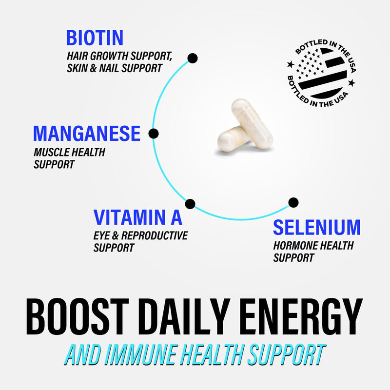 Men's Multivitamins Supplement - Complete Daily Multivitamin for Men with Vitamin B12, A, C, D, E, Zinc, Calcium, Iron, Folate - Immune Health & Energy Support - High Potency & Non-GMO - 60 Capsules 60 Count (Pack of 1)