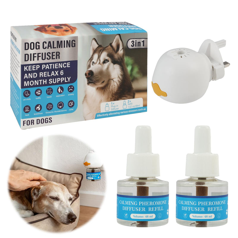 sofun Dog Calming Plug In Diffuser Kit - 1 Diffuser + 2 Refills, 60 Days Dog Anxiety Relief Pet Calming Plug In for Separation Stress & Loud Noises