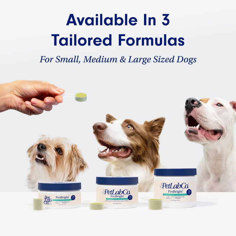 PetLab Co. ProBright® Dental Powder - Dog Breath Freshener - Teeth Cleaning Made Easy – Targets Tartar & Bad Breath - Formulated for Medium Dogs