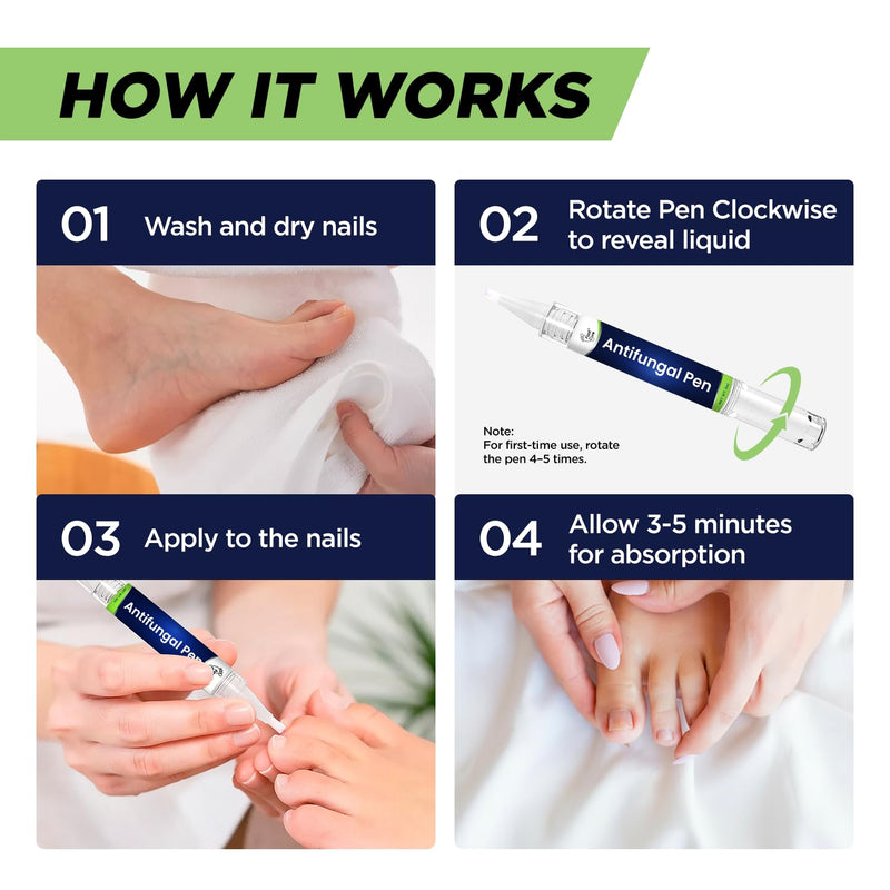 Footcure Antifungal Nail Treatment Pen – Extra Strength Toenail Fungus Treatment, 25% Undecylenic Acid for Toenails & Fingernails, Nail Fungus Repair Pen with Tea Tree & Oregano Oil, Made in USA 0.1 Fl Oz (Pack of 2)