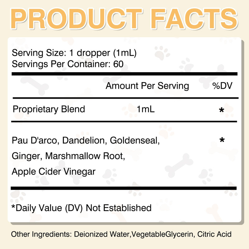 Pet Immune Support for Reducing Irritation, Gentle Critical Immune Defense for Cats & Dogs with Improve Skin and Coat Health, Easy Feeding Animal Essentials Drops - 2 FL.OZ [60ml] 1 Pack[60 ml]