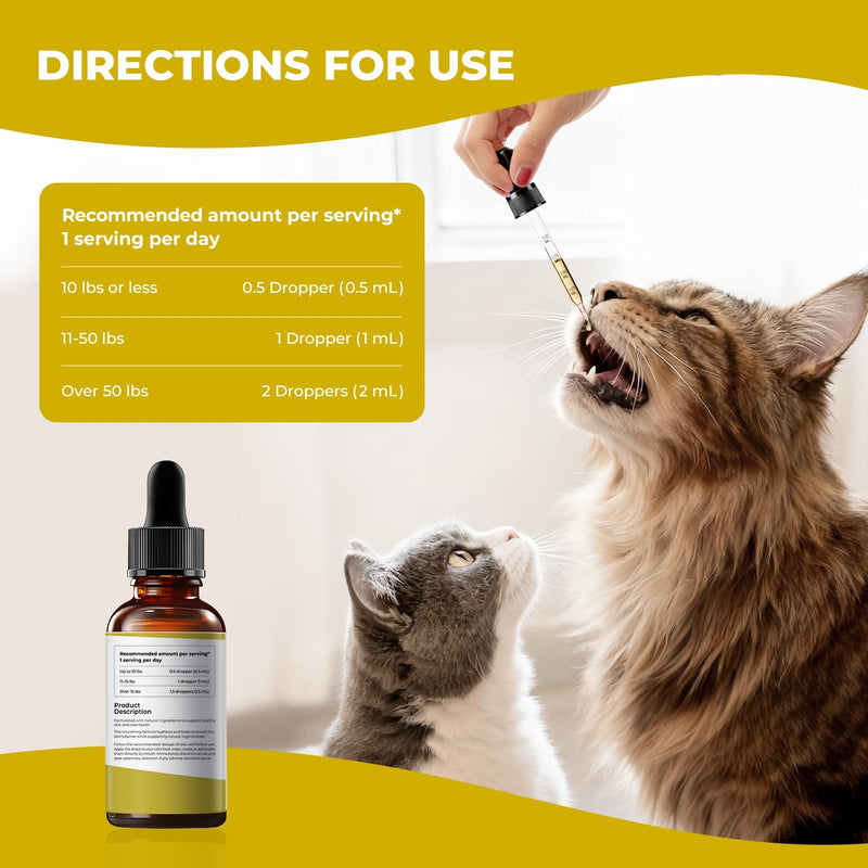 Cat Mange Treatment & Itchy Skin Relief, Natural Supplement for Dry Skin, Dandruff & Coat Care, Gentle Daily Support for Cats