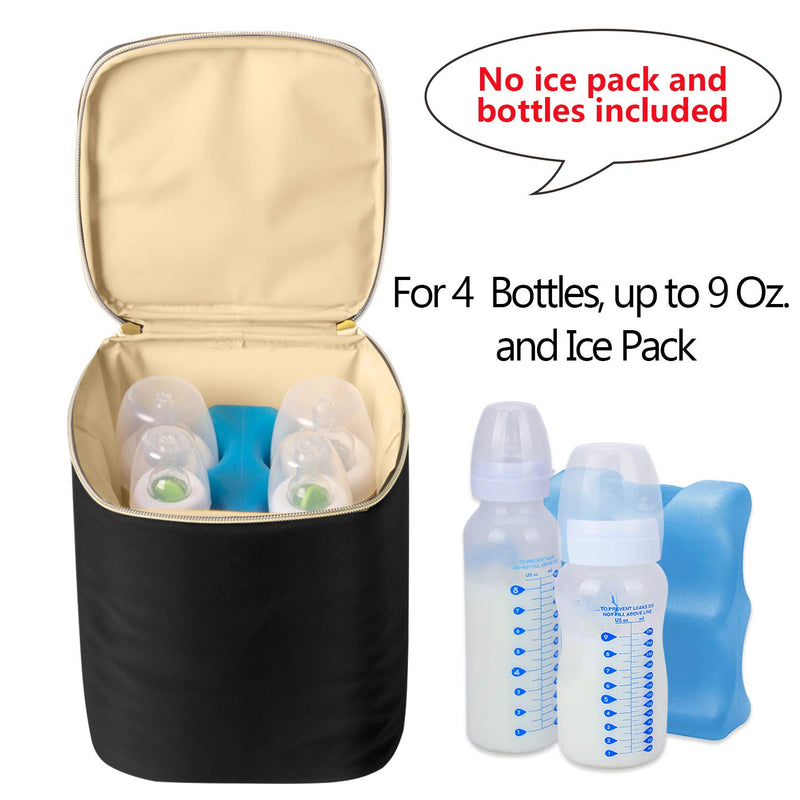 Teamoy Breastmilk Cooler Bag, Baby Bottles Bag for up to 4 Large 9 Ounce Bottles, Perfect for Working Mom Mother, (Bag ONLY), Black Cooler Bag (Pack of 1) - BeesActive Australia