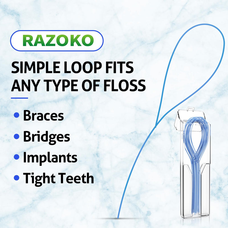 RAZOKO Floss Threaders | Dental Floss Threaders for Braces, Bridges, and Implants |210PCS (Pack of 3) 70 Count (Pack of 3)
