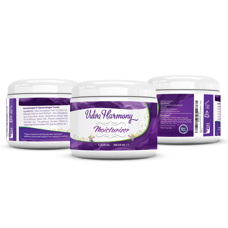 Bloom Krans Vulva Harmony Moisturizer - Vaginal Moisturizer for Women | Dryness, Vaginitis, Itch Relief & Menopause | Vulva Cream for Intimate Feminine Care & Health, No Estrogen Cream, pH5.5, 2.25Oz Original - 1 Pack - BeesActive Australia