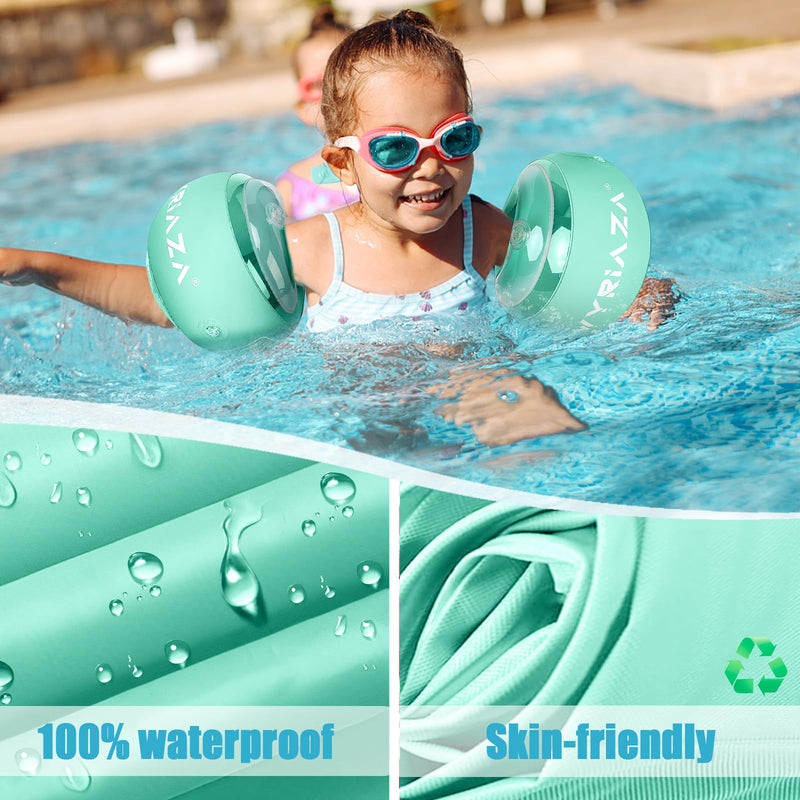 Loowarts Arm Floaties for Kids 2-6 Year,Inflatable Arm Bands Float as Water Wings & Swimmies,3-Chambers Independent Safety System for Toddler Weight (33-55 LB). Green Floater Sleeves. Small (2-6 Yrs)
