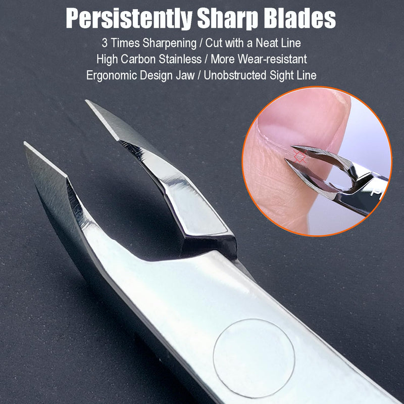 LePinko Salon-Quality Cuticle Trimmer with Cuticle Pusher, Super Labor-saving Cuticle Cutter, Sharp Cuticle Clippers for Manicurist, Professional Pedicure Manicure Nail Care Tool, 5mm Jaw Silver - BeesActive Australia