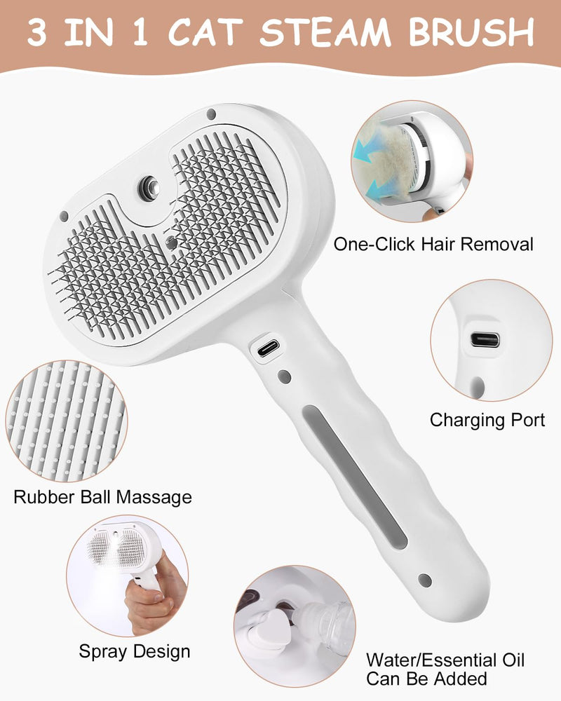 TIDEVAN Cat brush with steam, 3 in 1 spray comb for cats, steam brush cat, cat brush with water, cat grooming brush, cat hair brush for massage, care, hair removal, animal hair brush for cats, dogs - BeesActive Australia