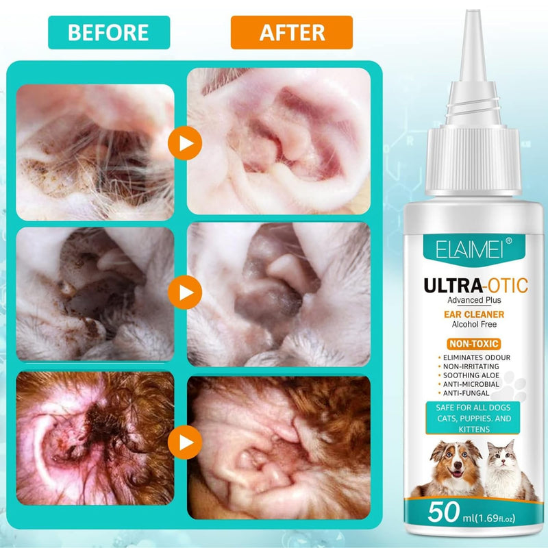 Dog Ear Cleaner, Dog Ear Drops for Infection Antibiotics, Non-Toxic, Non Irritating, Anti Fungal Ear Drops for Dogs & Cats, Dog Ear Infection Treatment, Dog Ear Cleaner Solution (1 pack) 1 pack