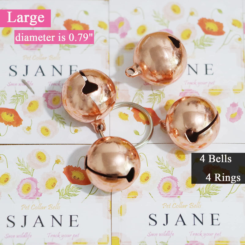 4 Pack Cat & Dog Copper Bells - Pet Tracker Training | Pet Collar Accessories | Save Birds & Wildlife(Large) Large Rose Gold - BeesActive Australia